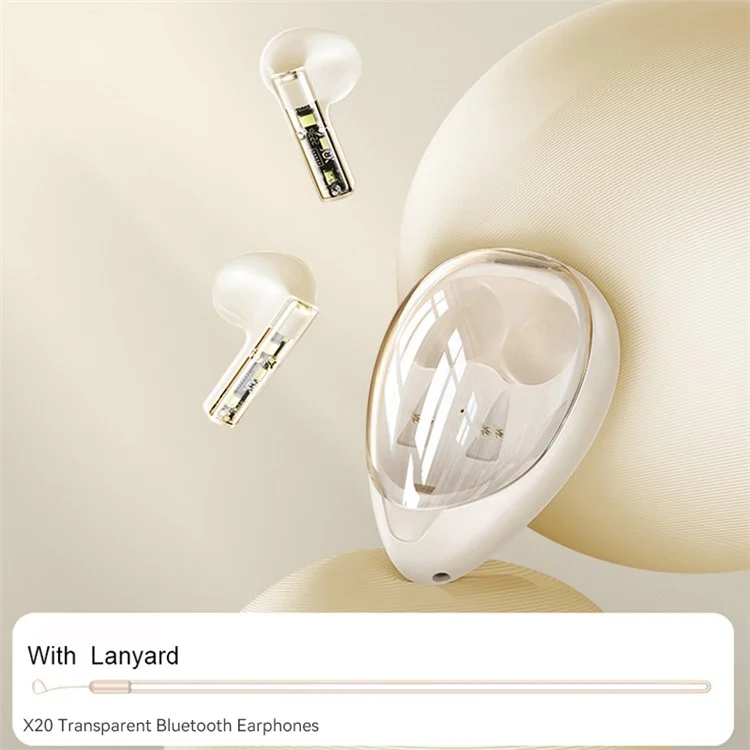 XUNDD X20 Transparente TWS Bluetooth-Ohrhörer Kabellose Stereo-Musik Berührungssteuerung Kopfhörer - Aprikose