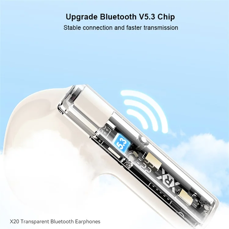 XUNDD X20 Transparente TWS Bluetooth-Ohrhörer Kabellose Stereo-Musik Berührungssteuerung Kopfhörer - Aprikose