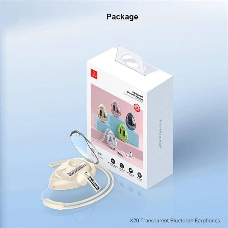 XUNDD X20 Transparente TWS Bluetooth-Ohrhörer Kabellose Stereo-Musik Berührungssteuerung Kopfhörer - Aprikose
