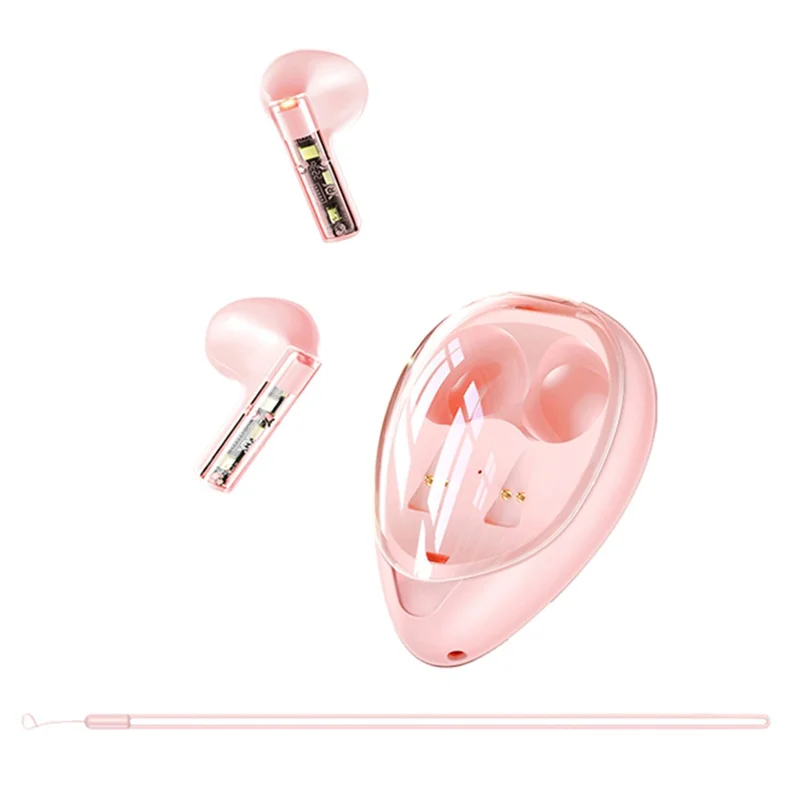 XUNDD X20 Transparent TWS Bluetooth-compatible Earphone Wireless Stereo Music Touch Headset - Pink