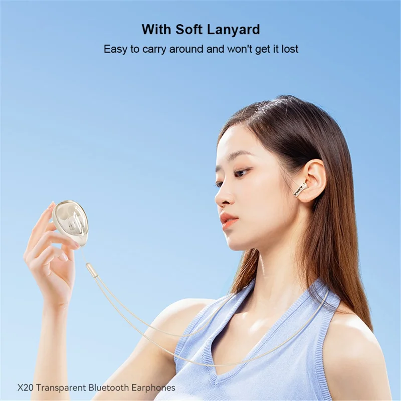 XUNDD X20 Transparent TWS Bluetooth-compatible Earphone Wireless Stereo Music Touch Headset - Pink