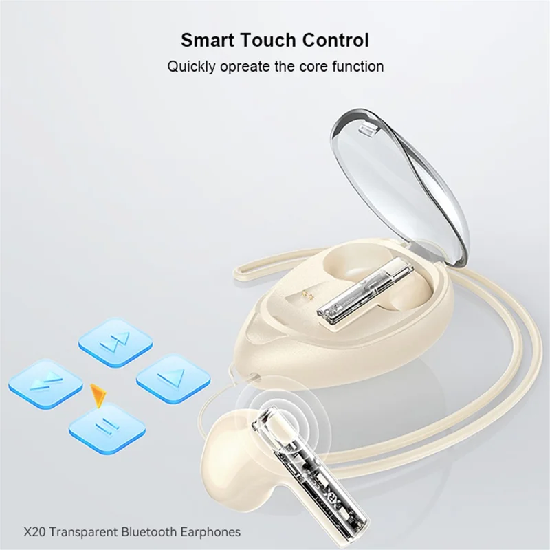 XUNDD X20 Transparent TWS Bluetooth-compatible Earphone Wireless Stereo Music Touch Headset - Pink