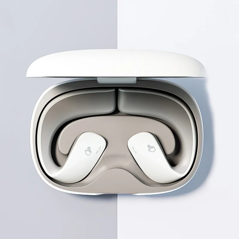 T22 Open Ear TWS Bone Conduction Wireless Headphones Music Sports Bluetooth-compatible Earphone with Mic - Grey+White
