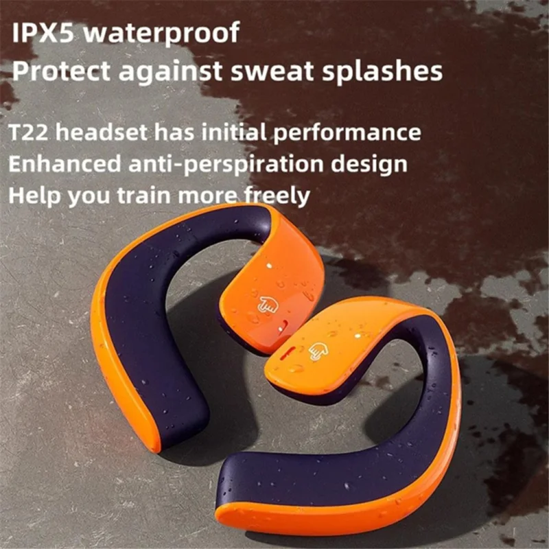 T22 Open Ear TWS Bone Conduction Wireless Headphones Music Sports Bluetooth-compatible Earphone with Mic - Grey+White
