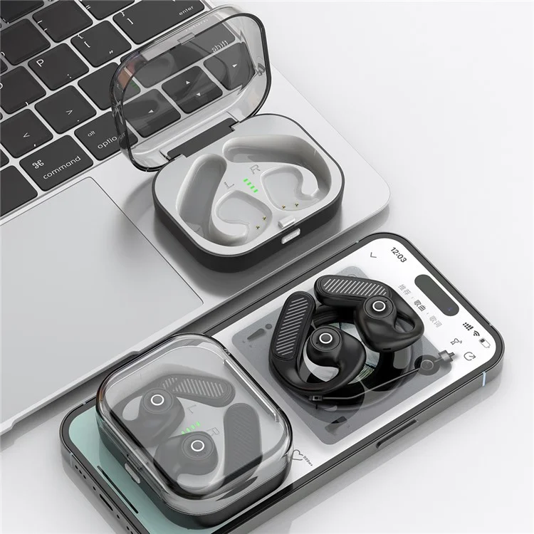 K23 Open Ear Headphone Wireless Air Bone Conduction Earphones TWS Bluetooth-compatible 5.3 Ear Clip Earbuds - Black