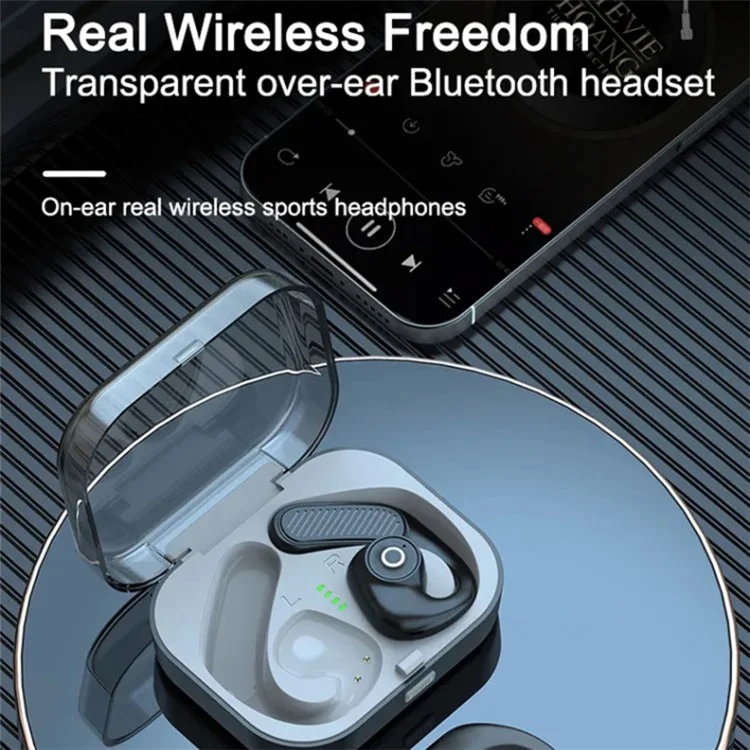 K23 Open Ear Headphone Wireless Air Bone Conduction Earphones TWS Bluetooth-compatible 5.3 Ear Clip Earbuds - Black