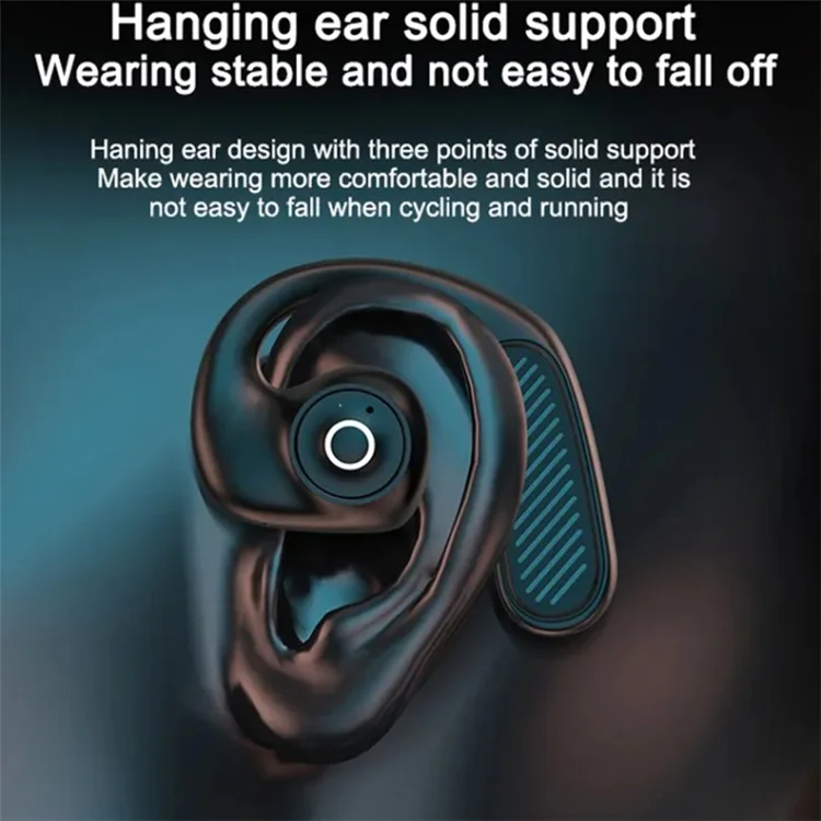 K23 Open Ear Headphone Wireless Air Bone Conduction Earphones TWS Bluetooth-compatible 5.3 Ear Clip Earbuds - Black