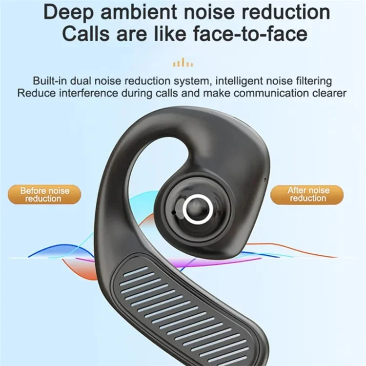 K23 Open Ear Headphone Wireless Air Bone Conduction Earphones TWS Bluetooth-compatible 5.3 Ear Clip Earbuds - Black