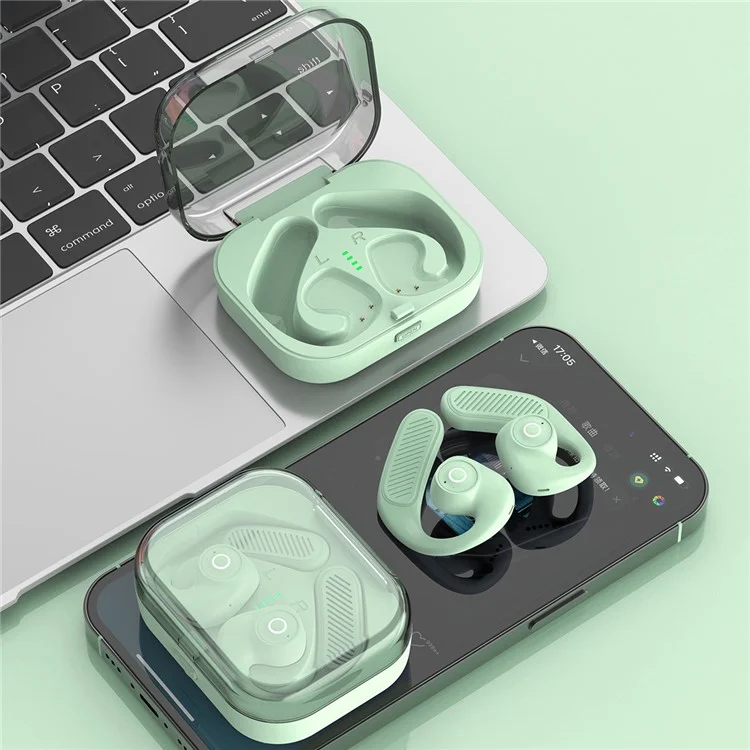 K23 Open Ear Headphone Wireless Air Bone Conduction Earphones TWS Bluetooth-compatible 5.3 Ear Clip Earbuds - Green