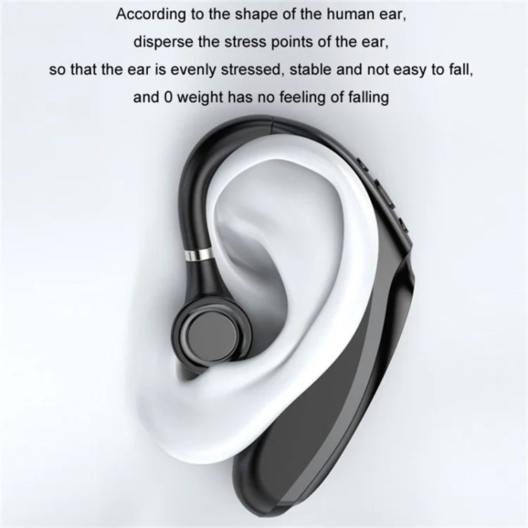 Q12 90mah Batterie Single Ear Wireless Bluetooth Earhook Headset Business Sports Music Appel Elecphone - Noir