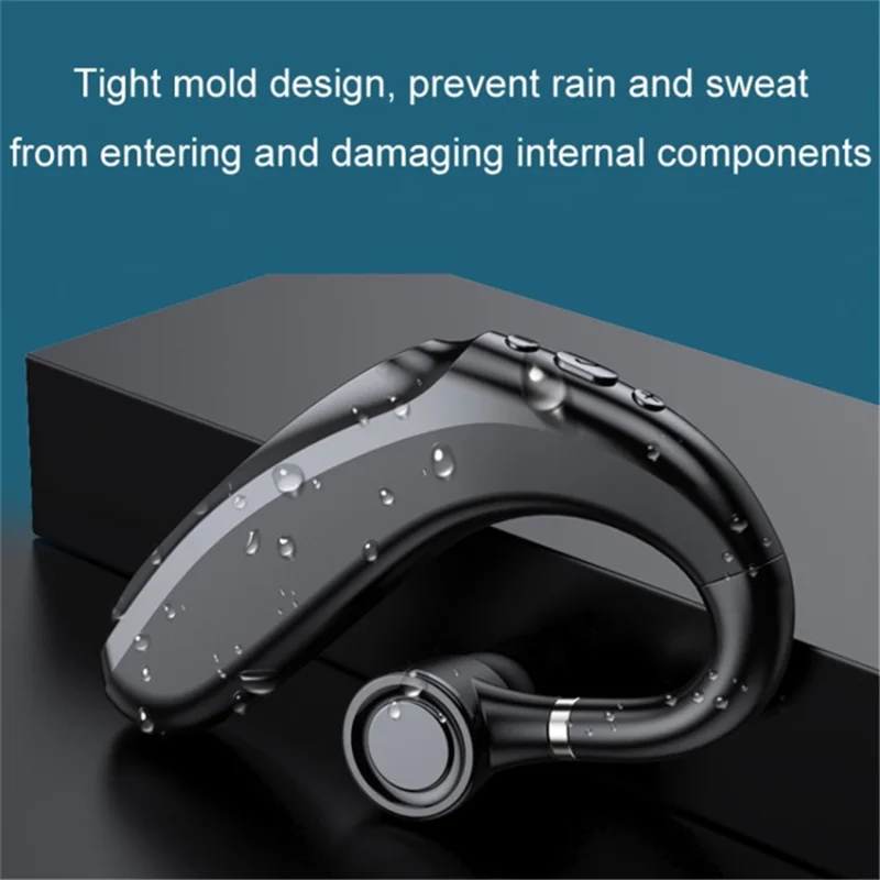 Q12 90mAh Battery Single Ear Wireless Bluetooth-compatible Earhook Headset Business Sports Music Call Earphone - White