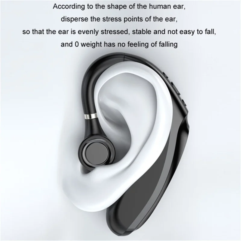 Q12 90mAh Battery Single Ear Wireless Bluetooth-compatible Earhook Headset Business Sports Music Call Earphone - White