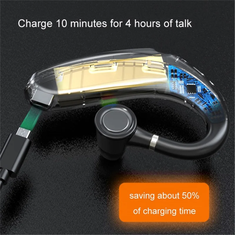 Q12 90mAh Battery Single Ear Wireless Bluetooth-compatible Earhook Headset Business Sports Music Call Earphone - White