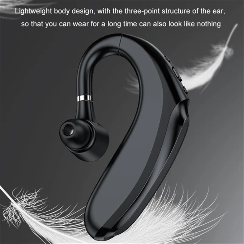 Q12 90mAh Battery Single Ear Wireless Bluetooth-compatible Earhook Headset Business Sports Music Call Earphone - White