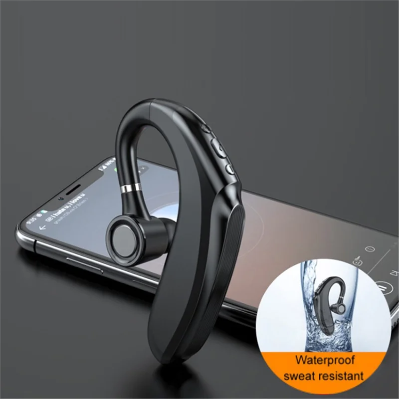 Q12 90mAh Battery Single Ear Wireless Bluetooth-compatible Earhook Headset Business Sports Music Call Earphone - White