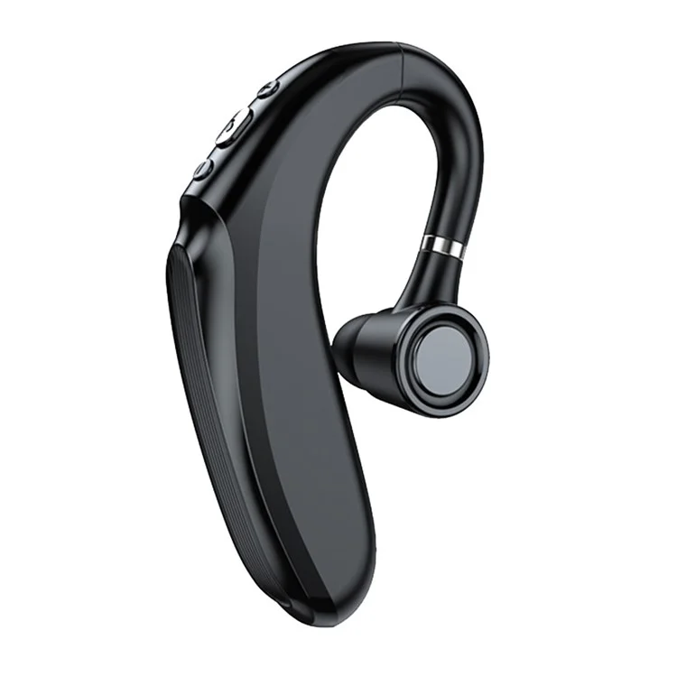 Auricular Bluetooth con batería de 300 mAh para un solo oído, para negocio y deporte, inalámbrico, con música y llamadas, con gancho para la oreja - Negro