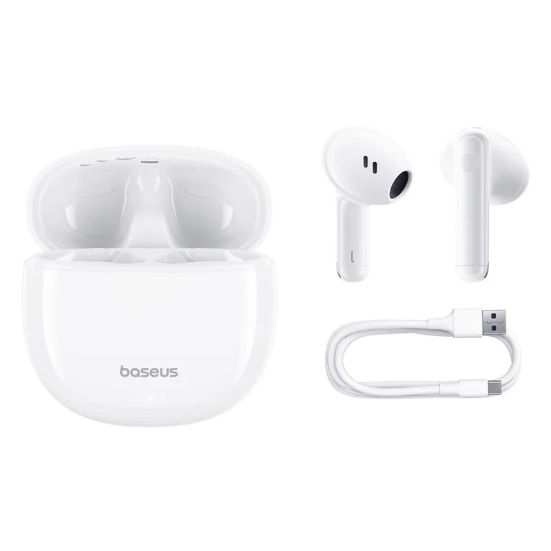 BASEUS Bowie E13 True Wireless Earphones Bluetooth-compatible 5.3 Headset Portable Low-Latency Headphones with 0.3m 3A Type-C Cable, White
