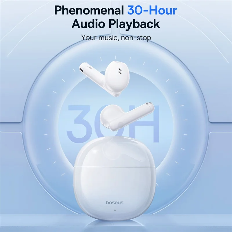 BASEUS Bowie E13 True Wireless Earphones Bluetooth-compatible 5.3 Headset Portable Low-Latency Headphones with 0.3m 3A Type-C Cable, White