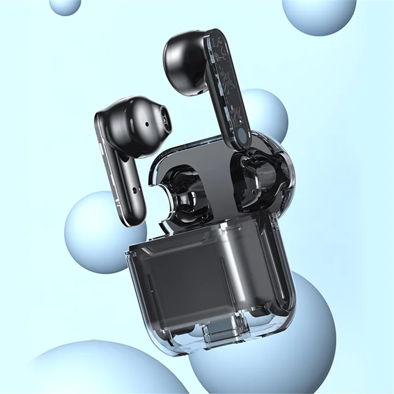 TM10 Wireless Bluetooth-compatible 5.3 Gaming Headset TWS Earbuds Translucent Low Latency Headphone - White