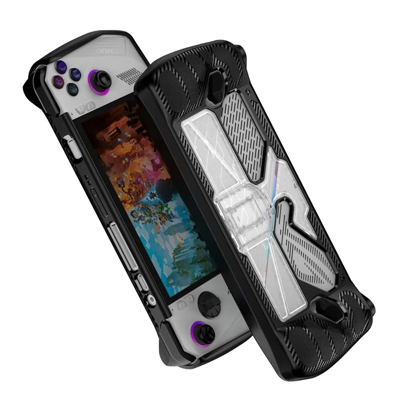 TPU+PC Case for Asus ROG ALLY Game Console Anti-drop Protective Cover with PC Kickstand - Black