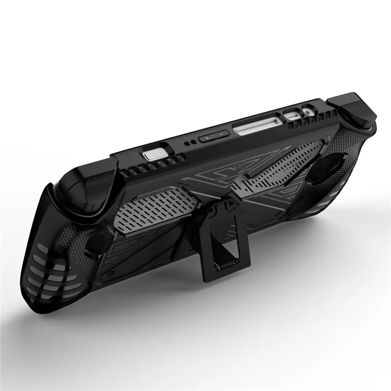 For Asus ROG ALLY Game Console Soft TPU Case Anti-drop Protective Cover with PC Kickstand - Black