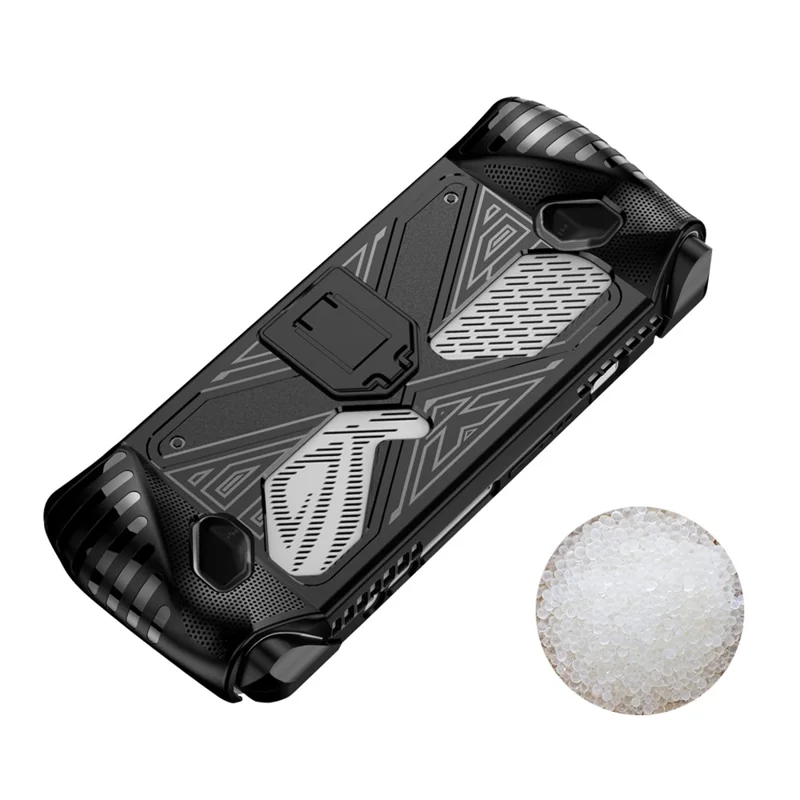 For Asus ROG ALLY Game Console Soft TPU Case Anti-drop Protective Cover with PC Kickstand - Black
