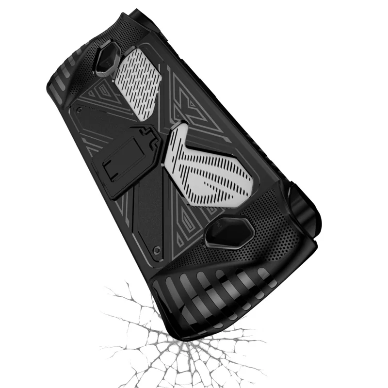 For Asus ROG ALLY Game Console Soft TPU Case Anti-drop Protective Cover with PC Kickstand - Black