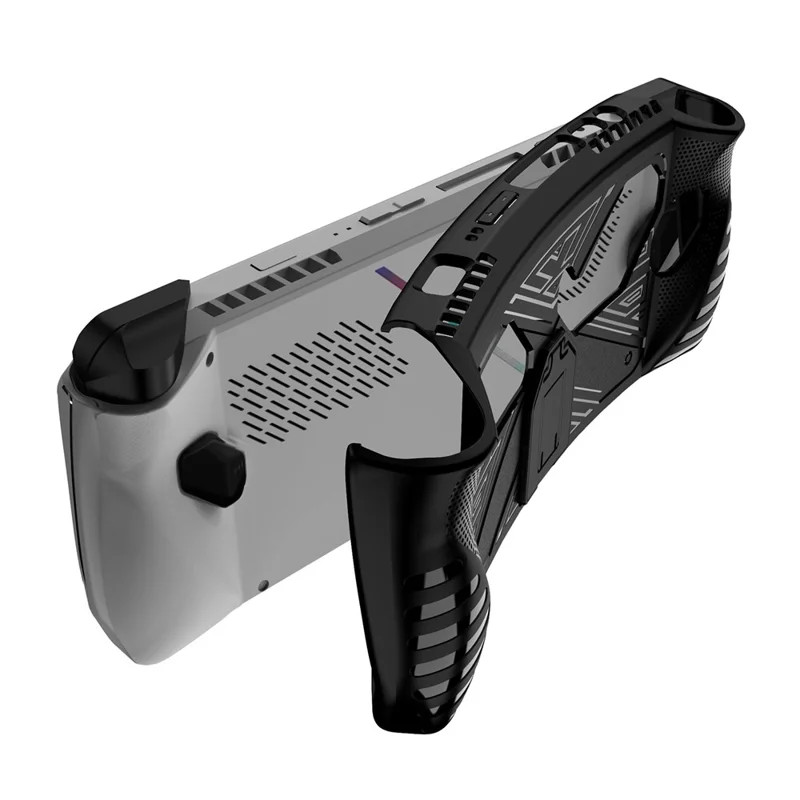 For Asus ROG ALLY Game Console Soft TPU Case Anti-drop Protective Cover with PC Kickstand - Black
