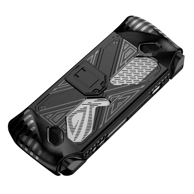 For Asus ROG ALLY Game Console Soft TPU Case Anti-drop Protective Cover with PC Kickstand - Black