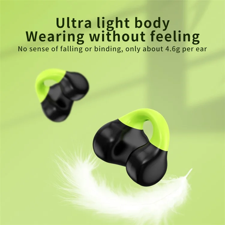 AX10 Ear Clip Open Ear Bluetooth-compatible Headphones with Charging Case Sports Earphones for Cycling Running - Black+Green