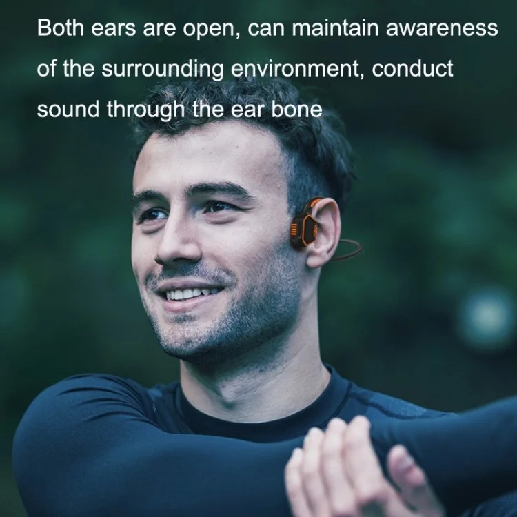 AS9 Bone Conduction Bluetooth-compatible Wireless Headset IP68 Waterproof Sports Ear-Hook Headphone - Grey