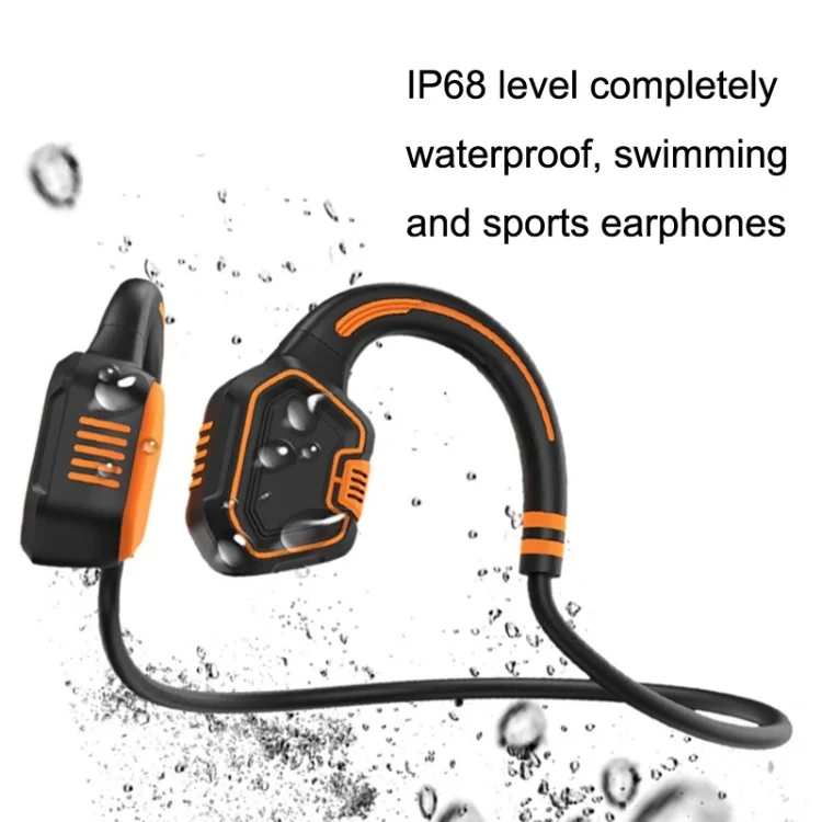 AS9 Bone Conduction Bluetooth-compatible Wireless Headset IP68 Waterproof Sports Ear-Hook Headphone - Grey