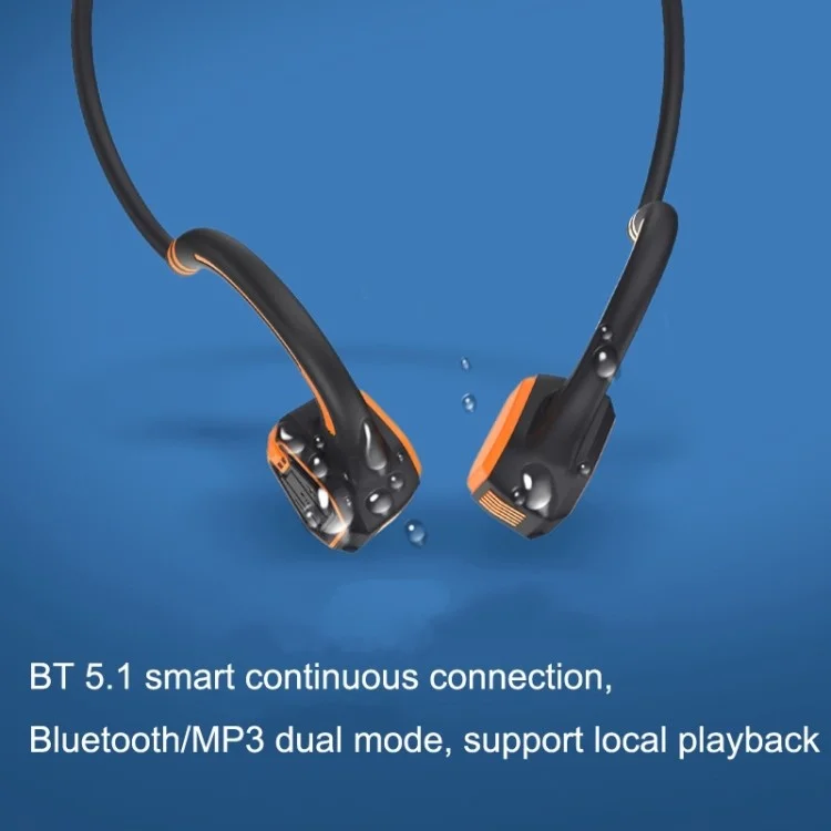 AS9 Bone Conduction Bluetooth-compatible Wireless Headset IP68 Waterproof Sports Ear-Hook Headphone - Grey