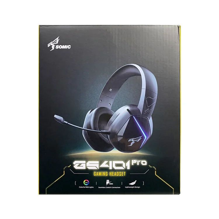 SOMIC GS401PRO 2,4G kabellose Bluetooth-Kopfhörer mit geringer Latenz und Gaming-Kopfhörer mit RGB-Beleuchtung