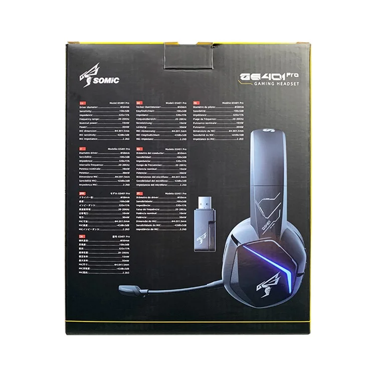 SOMIC GS401PRO 2,4G kabellose Bluetooth-Kopfhörer mit geringer Latenz und Gaming-Kopfhörer mit RGB-Beleuchtung