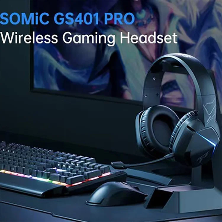 SOMIC GS401PRO 2,4G kabellose Bluetooth-Kopfhörer mit geringer Latenz und Gaming-Kopfhörer mit RGB-Beleuchtung