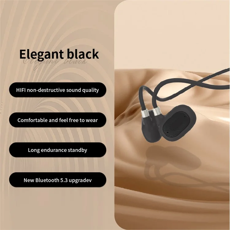Fones de ouvido sem fio para corrida X15 Bluetooth 5.3 de condução de ar, de orelha aberta (sem certificado CE) - Preto 