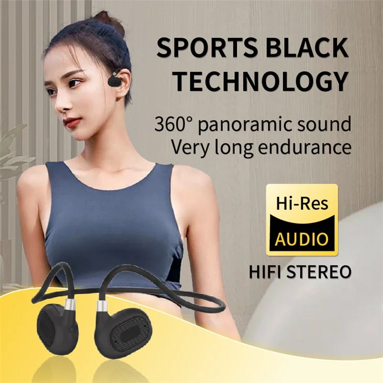 Fones de ouvido sem fio para corrida X15 Bluetooth 5.3 de condução de ar, de orelha aberta (sem certificado CE) - Preto 