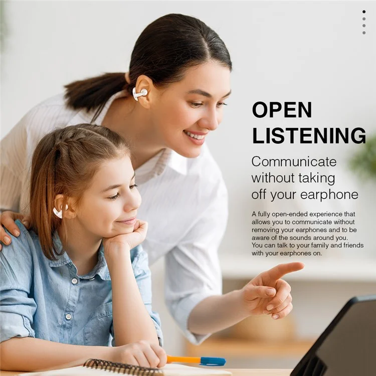HILEO Hi80 OWS Ear Clip Bluetooth-compatible Earphones Stereo Sound ENC Noise Reduction Headphones - White