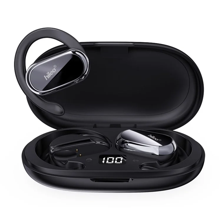 Fones de Ouvido Sem Fio Estéreo de Som Esportivo Bluetooth HILEO Hi92 OWS com Gancho de Orelha - Preto
