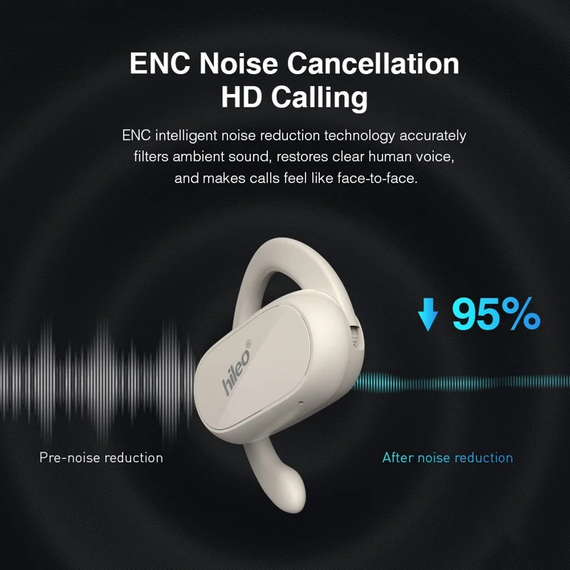HILEO Hi92 OWS Ørekløbe Trådløse Hovedtelefoner Stereo Lyd Sport Bluetooth-kompatible Øretelefoner - beige