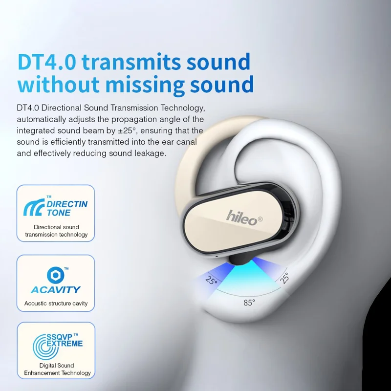 HILEO Hi92 OWS Ørekløbe Trådløse Hovedtelefoner Stereo Lyd Sport Bluetooth-kompatible Øretelefoner - beige