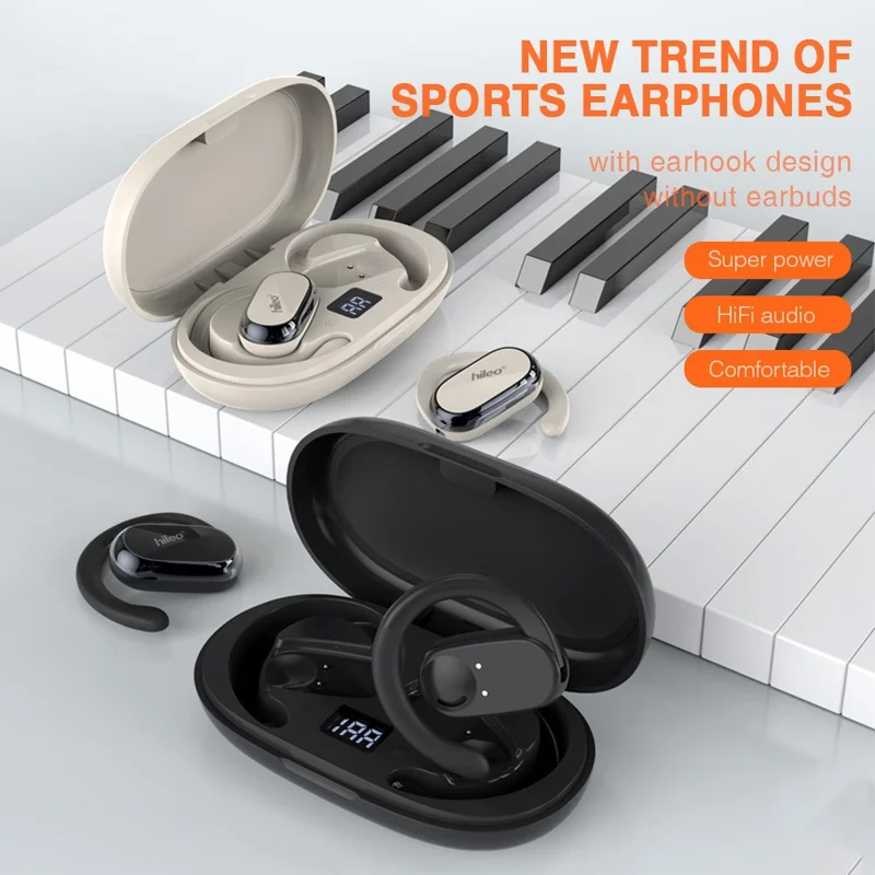 HILEO Hi92 OWS Ørekløbe Trådløse Hovedtelefoner Stereo Lyd Sport Bluetooth-kompatible Øretelefoner - beige