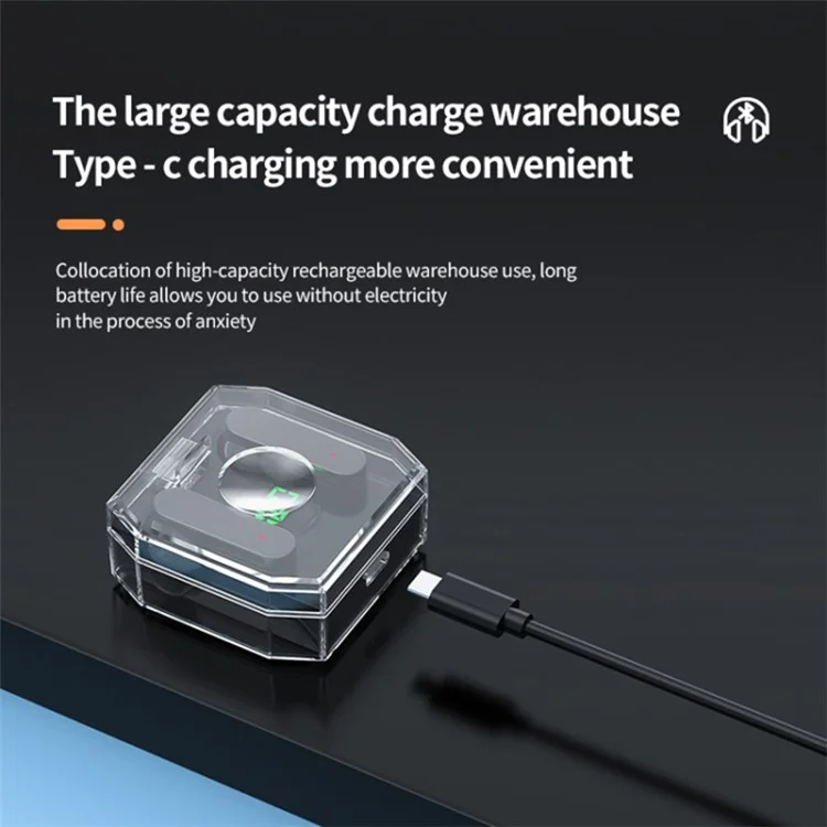 K30 Transparent Capsule Digital Touch Bluetooth-compatible Headset Half-In-Ear Wireless Earbuds with 200mAh Charging Case - Black