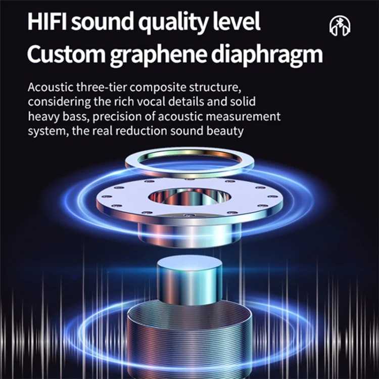 K30 Transparent Capsule Digital Touch Bluetooth-compatible Headset Half-In-Ear Wireless Earbuds with 200mAh Charging Case - Black