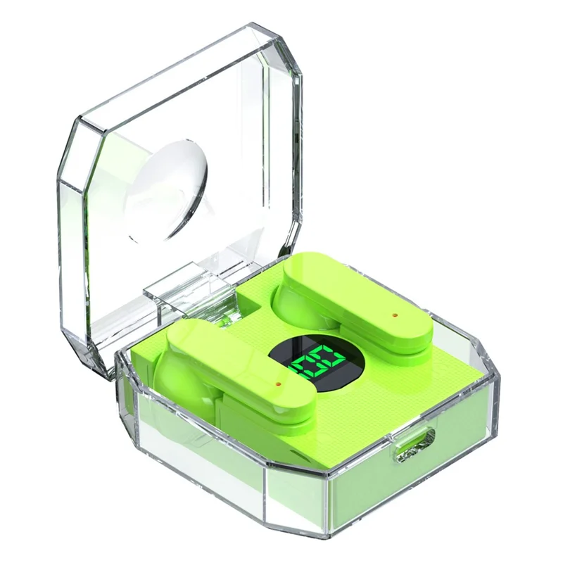 K30 Transparent Capsule Digital Touch Bluetooth-compatible Headset Half-In-Ear Wireless Earbuds with 200mAh Charging Case - Green