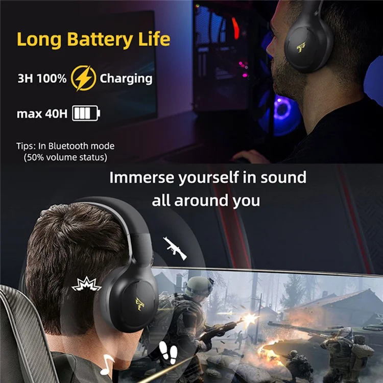 SOMIC M200 Bluetooth-compatible Over Ear Headphones Wireless / Wired 40 Hrs Stereo Sound Headsets for PC / Phone