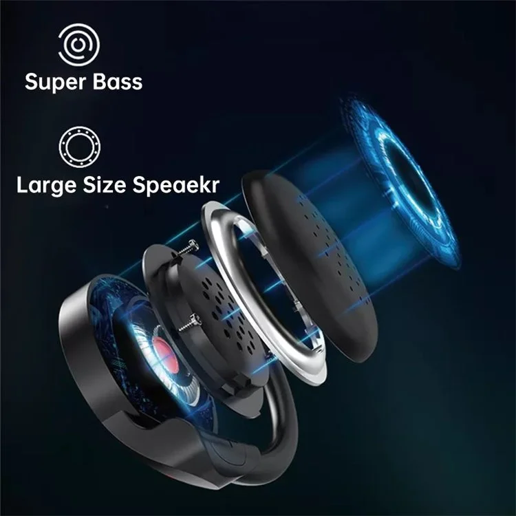 Écouteurs stéréo sans fil Bluetooth avec micro A23 Double Ear Neck Hanging - Noir / Bleu