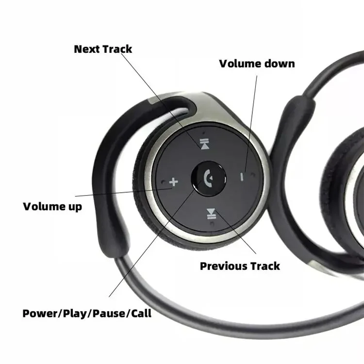 Écouteurs stéréo sans fil Bluetooth avec micro A23 Double Ear Neck Hanging - Noir / Bleu
