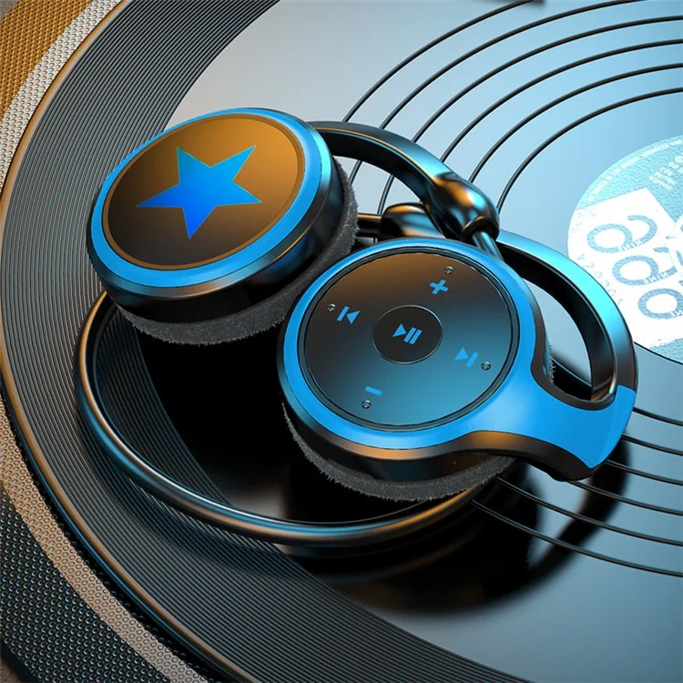 Écouteurs stéréo sans fil Bluetooth avec micro A23 Double Ear Neck Hanging - Noir / Bleu